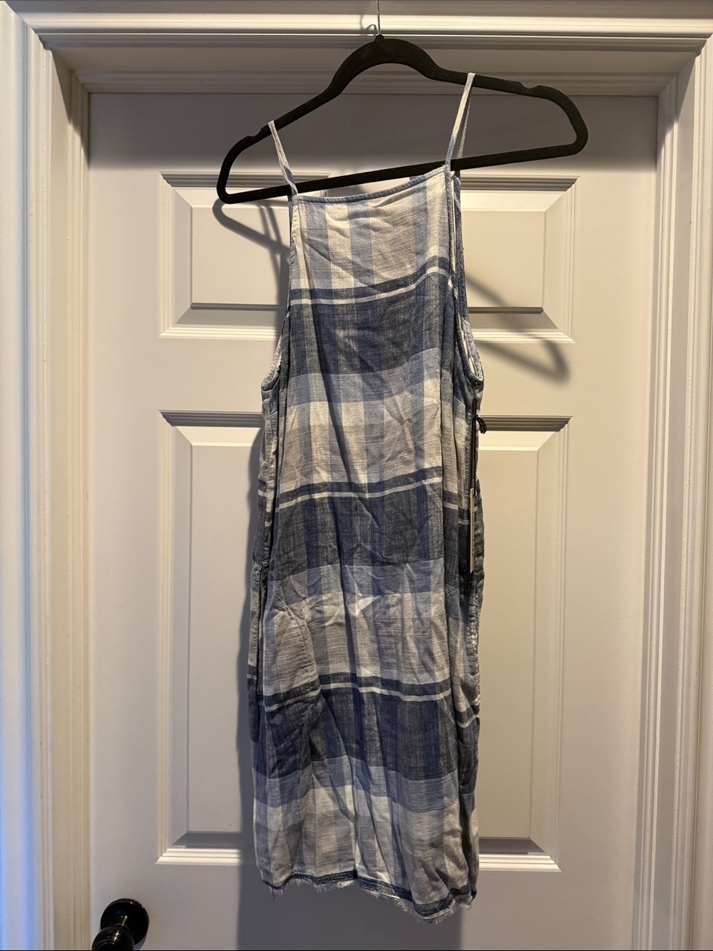 Bella Dahl Blue & White Plaid Mini Dress